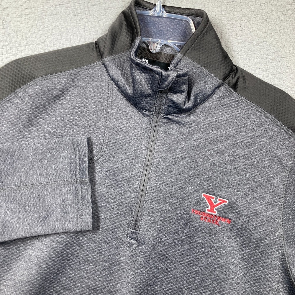 Youngstown State Penguins 1/4 Zip Pullover Adult  Medium Gray Sweatshirt Pockets